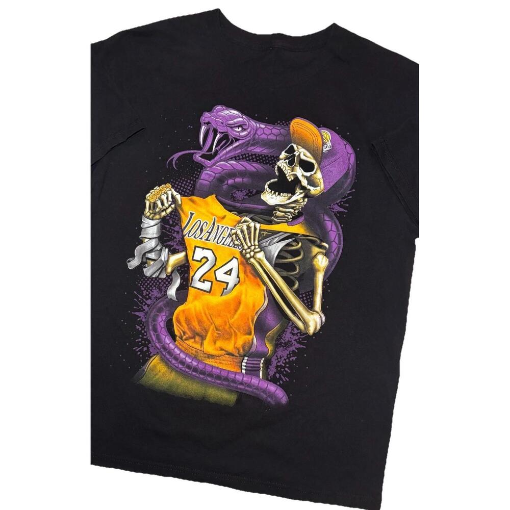 Los Angeles Lakers Skeleton Kobe Bryant Black Mamba Graphic Tee Shirt Mens L